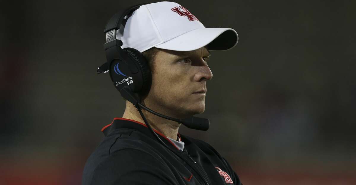 Houston Cougars head coach Major Applewhite watches the game against the Temple Owls during the second half at TDECU Stadium on Saturday, Nov. 10, 2018, in Houston.