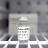 A sterile vial of AstraZeneca Phase III trial COVID vaccine sits in a refrigerator at the Prism Health North Texas location in Oak Cliff, Thursday, December 3, 2020. The clinic administers the vaccine to non-COVID patients participating in the trial study. (Tom Fox/The Dallas Morning News/TNS)