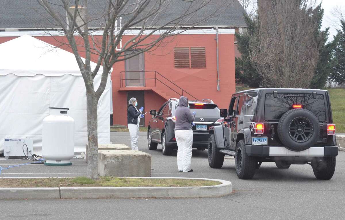 The parking lot by Yanity Gym off Prospect Street was the site for drive-thru COVID-19 testing Tuesday, Dec. 8.