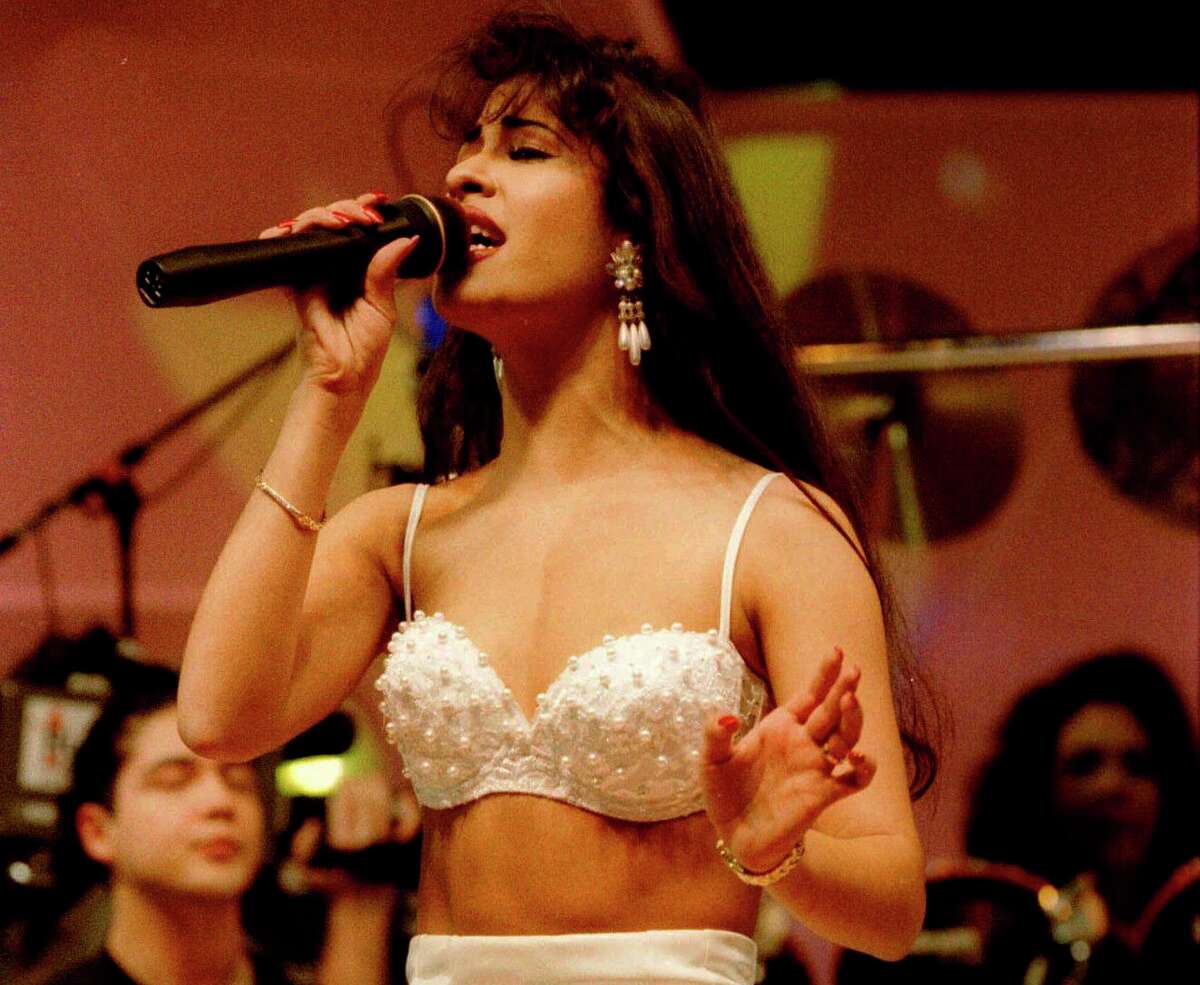Selena performs at the Houston Livestock Show and Rodeo in 1994. Photo courtesy the Houston Chronicle.