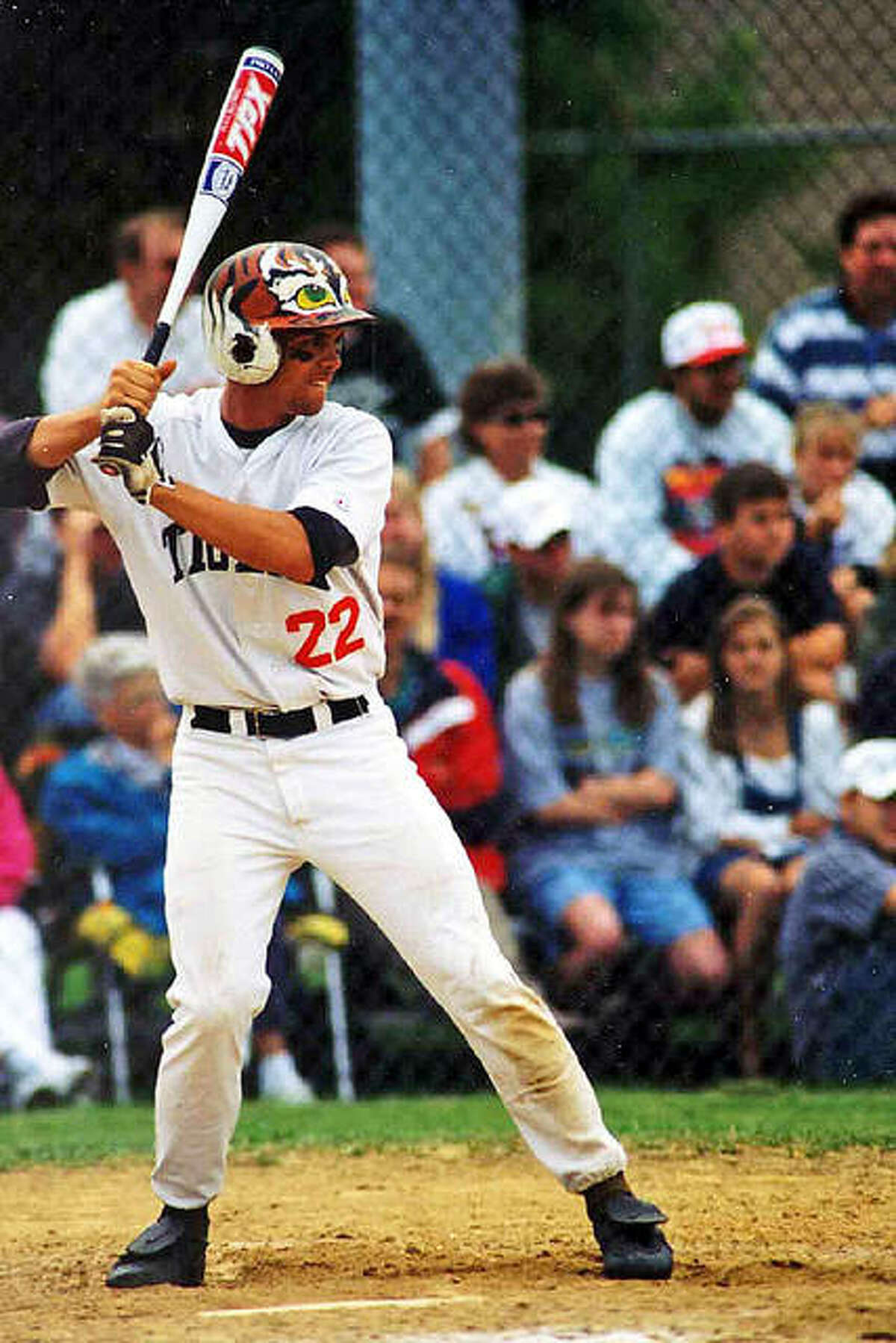 Edwardsville’s Matt Evers waits for a pitch during his senior season in 1998.