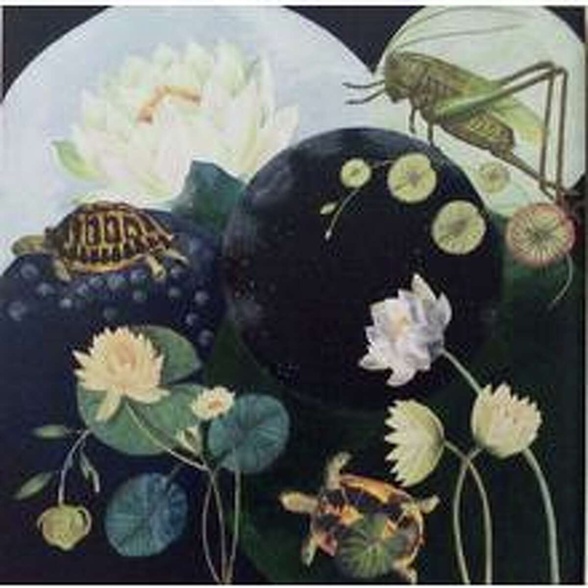 "Afloat in a Botanical Dream II" by Lisa Ghriskey is up for sale by auction by the Bruce Museum.