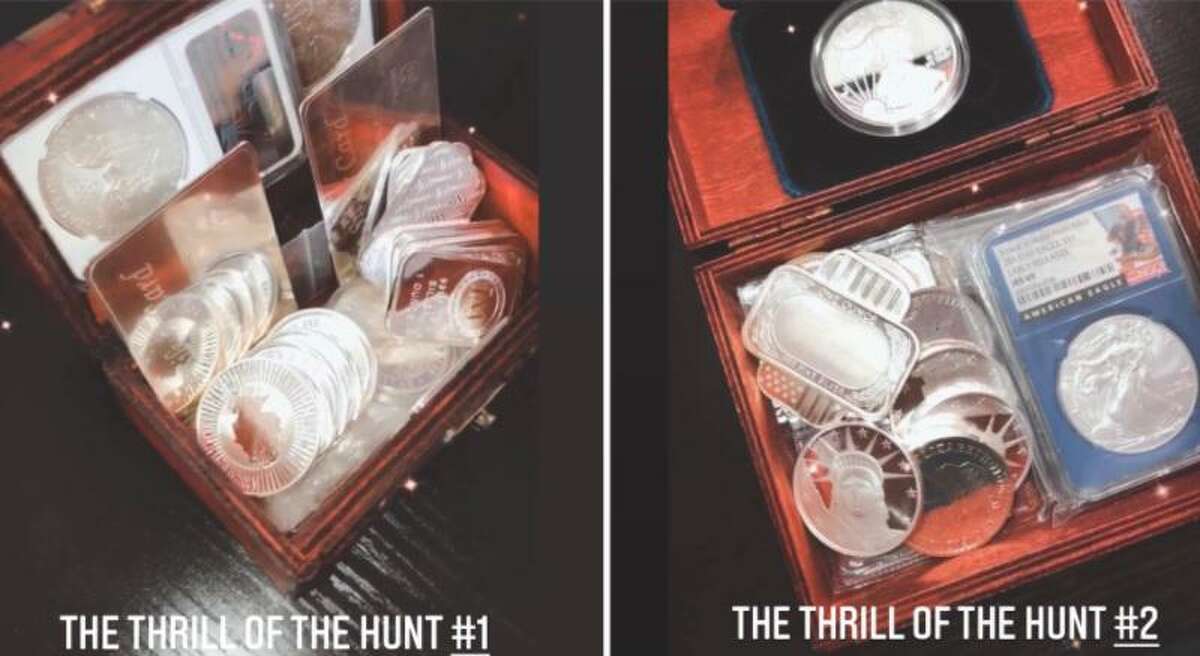 Pictured are the first two treasure boxes found for The Thrill of the Hunt contest in Laredo.