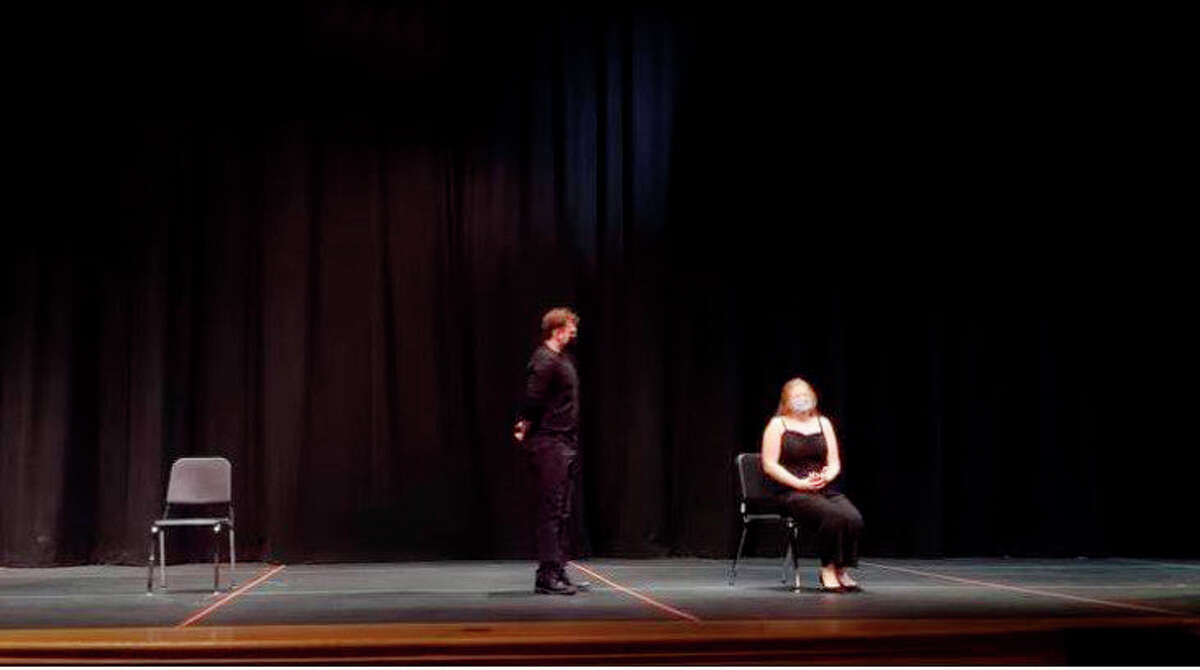 Pictured is Ivabelle Wilhelm and Jeffrey Werner in their audition for the duet acting. The two received a Superior Award for the performance.