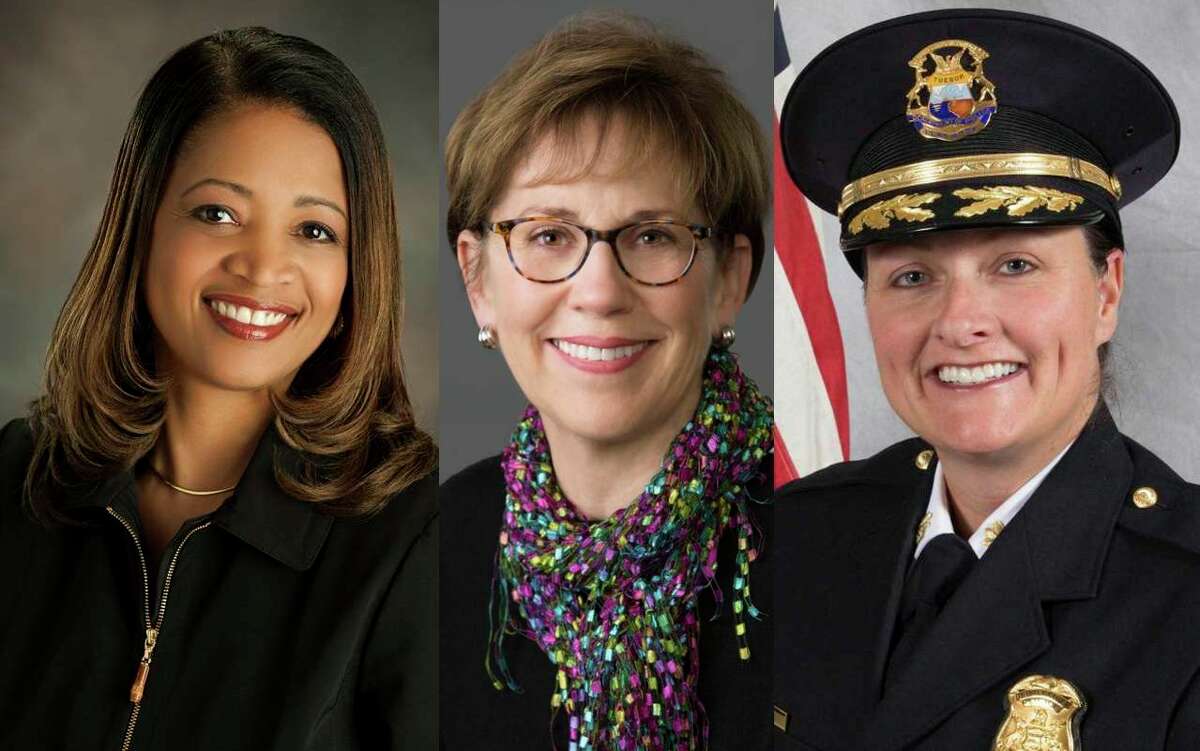 From left, Midland City Councilwoman Diane Brown Wilhelm, Midland Mayor Maureen Donker and Midland Chief of Police Nicole Ford issued two statements last summer regarding racial justice and diversity, equity and inclusion.