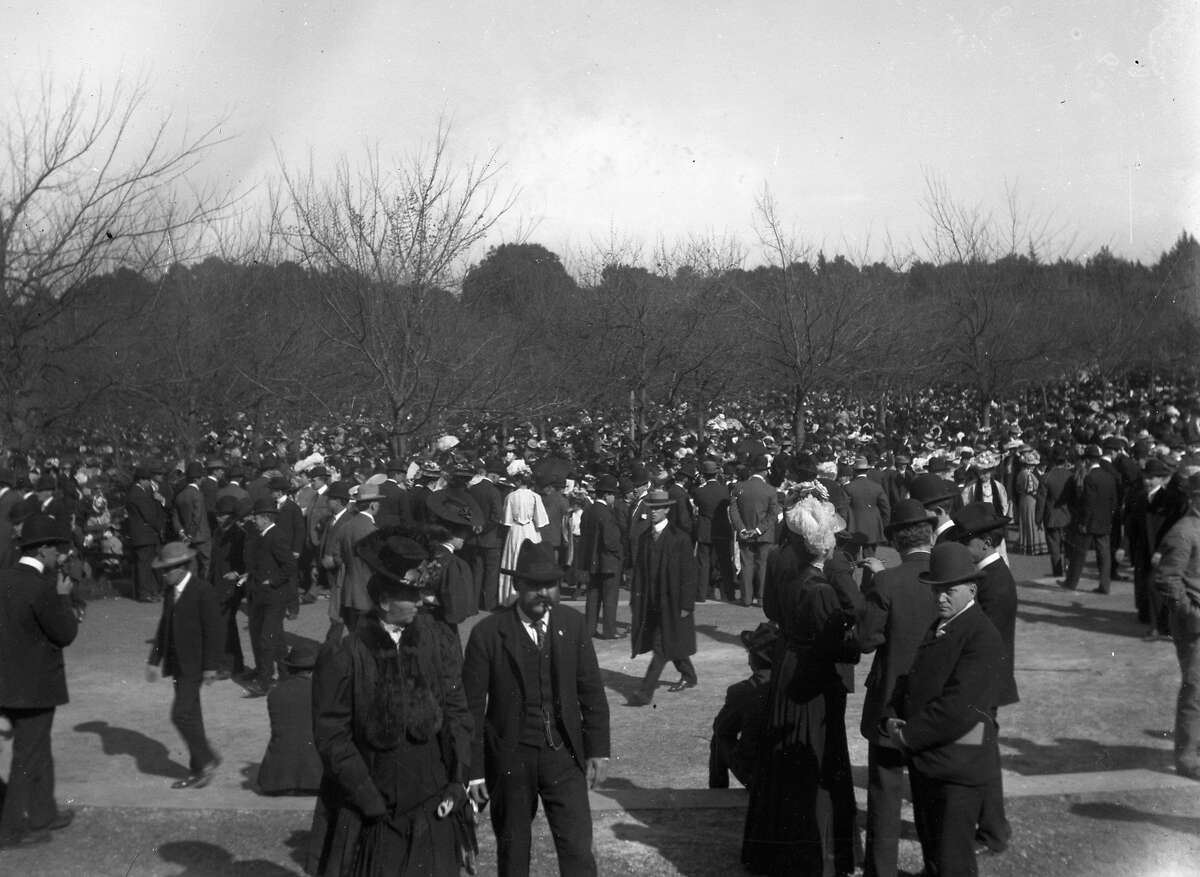 一群人在金门公园在1906年底或1907年初。