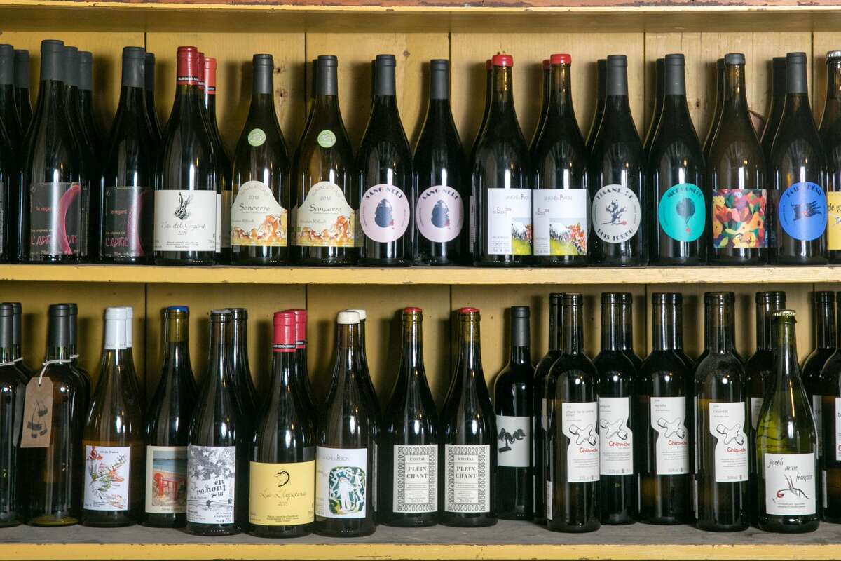 Some of the natural wines stored at the Bar Part Time distribution center in San Francisco, California on Dec. 18, 2020. Bar Part Time is a natural wine delivery service based in San Francisco. Their aim is to focus on natural wines with an approachable attitude.