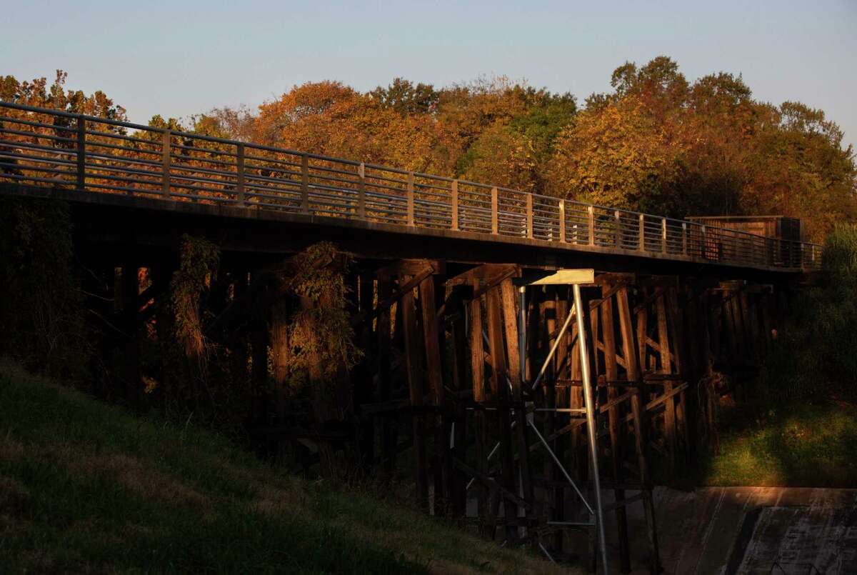 The M-K-T Bridge, which carries the Heights Hike and Bike Trail across the White Oaks Bayou, has been closed since August due to a fire.