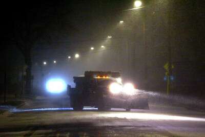 A plow makes its way on Dec. 16.
