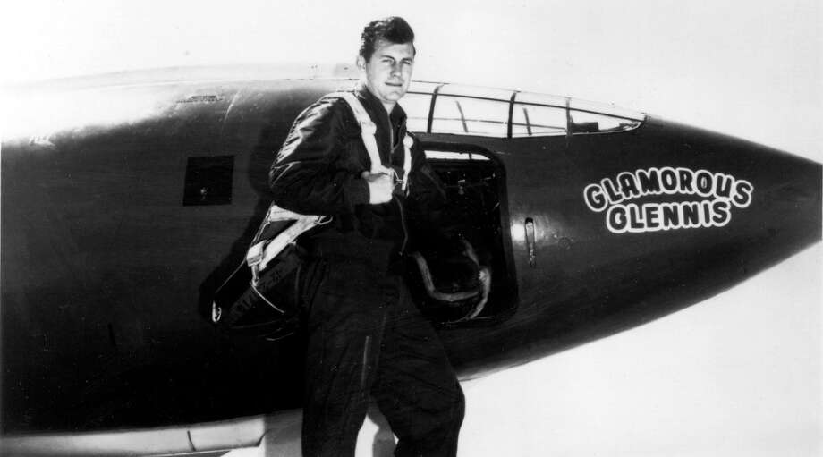 Yeager is shown with the X-1 plane in which he broke the sound barrier in 1947. Photo: SPECIAL TO THE EXPRESS-NEWS / EXPRESS-NEWS FILE PHOTO