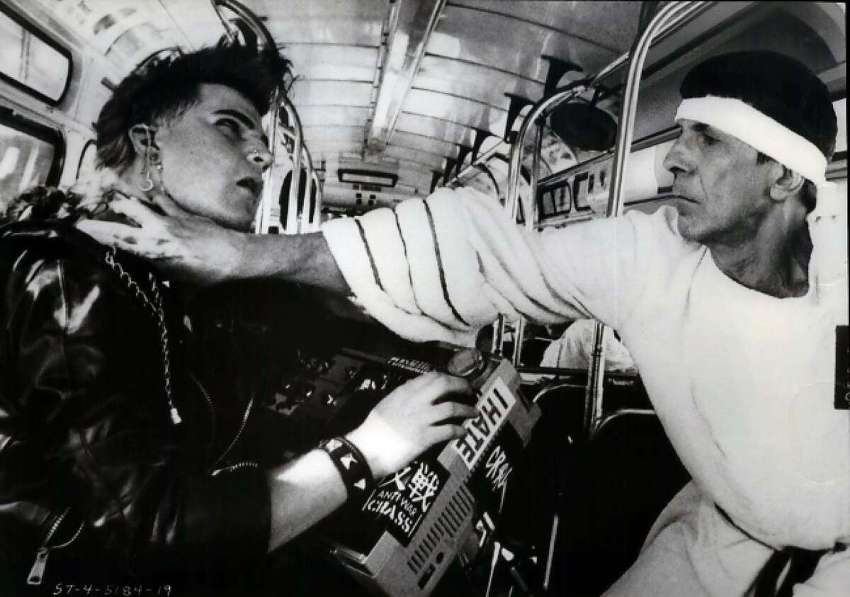 Kirk Thatcher (left) and Leonard Nimoy star in "Star Trek IV: The Voyage Home."
