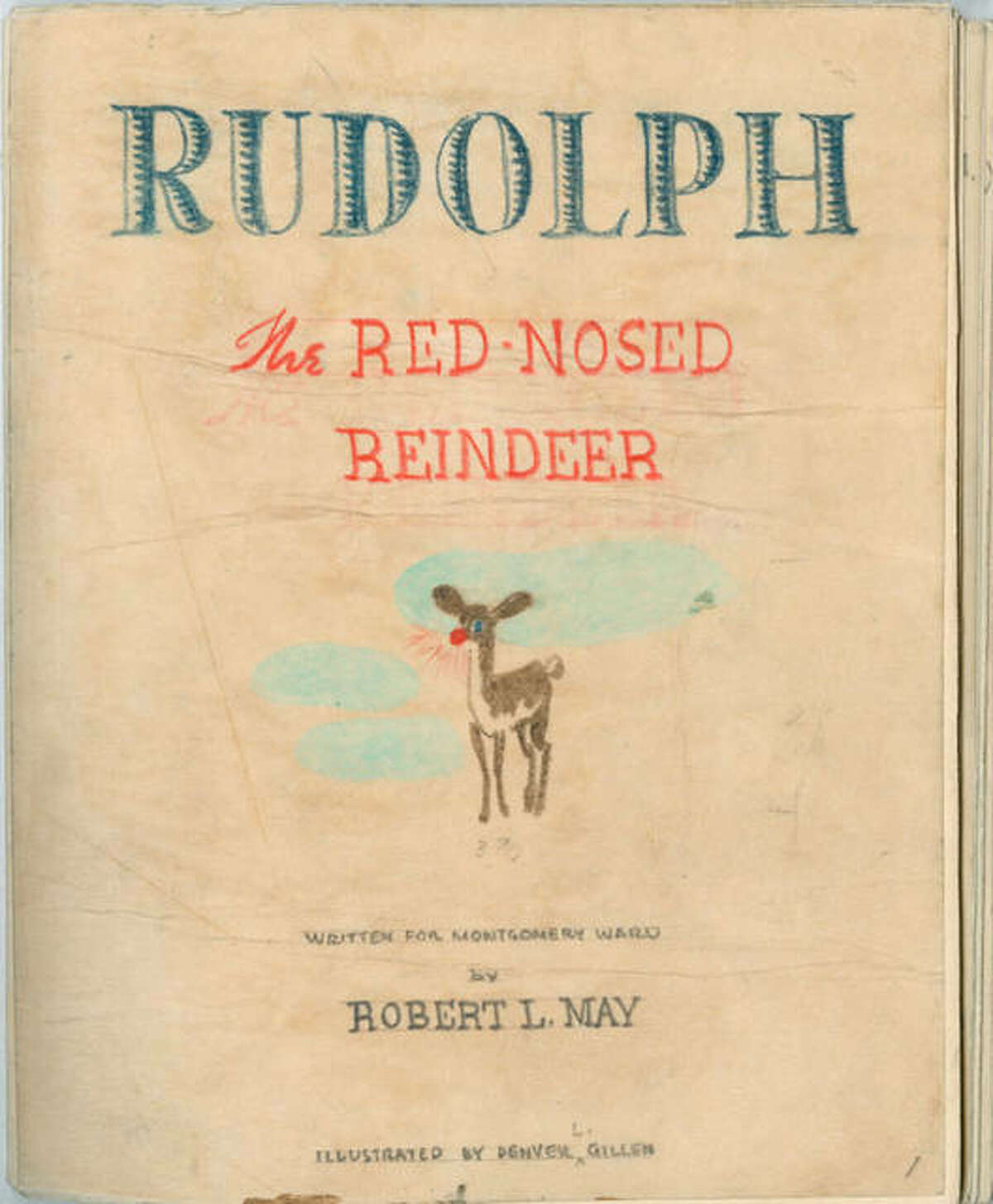 Additional images from the original manuscript for Rudolph the Red Nosed Reindeer and the finished book in 1939.