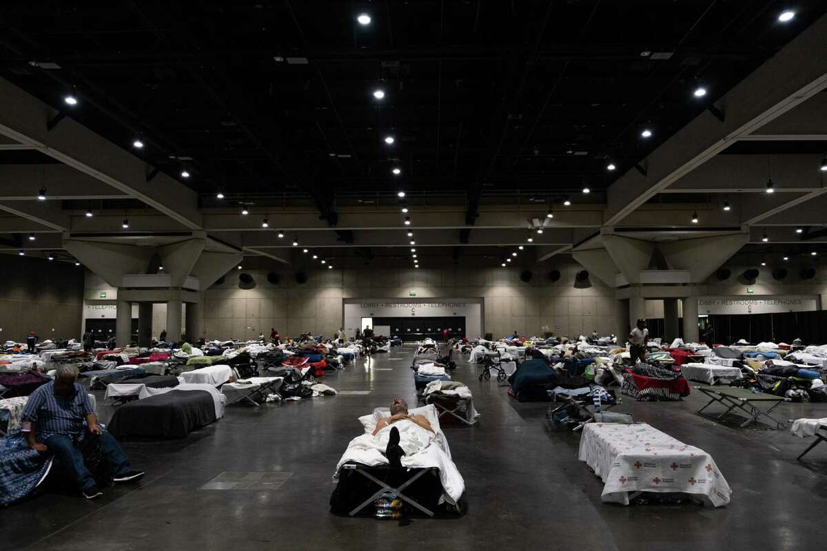 The San Diego Convention Center?’s interior as seen on Oct. 28, 2020. The city converted its convention center into a homeless shelter with supportive services to allow for proper social distancing during the COVID-19 pandemic.