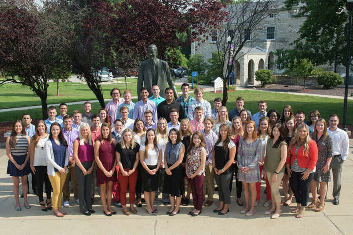 The SIU SDM Class of 2021 is shown gathered on campus during their 2017 orientation program.