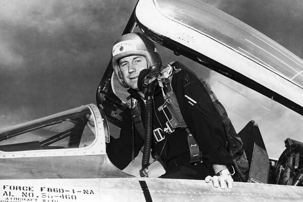 Test pilot Major Chuck Yeager at Air Force Flight Center at Edwards Air Force Base.
