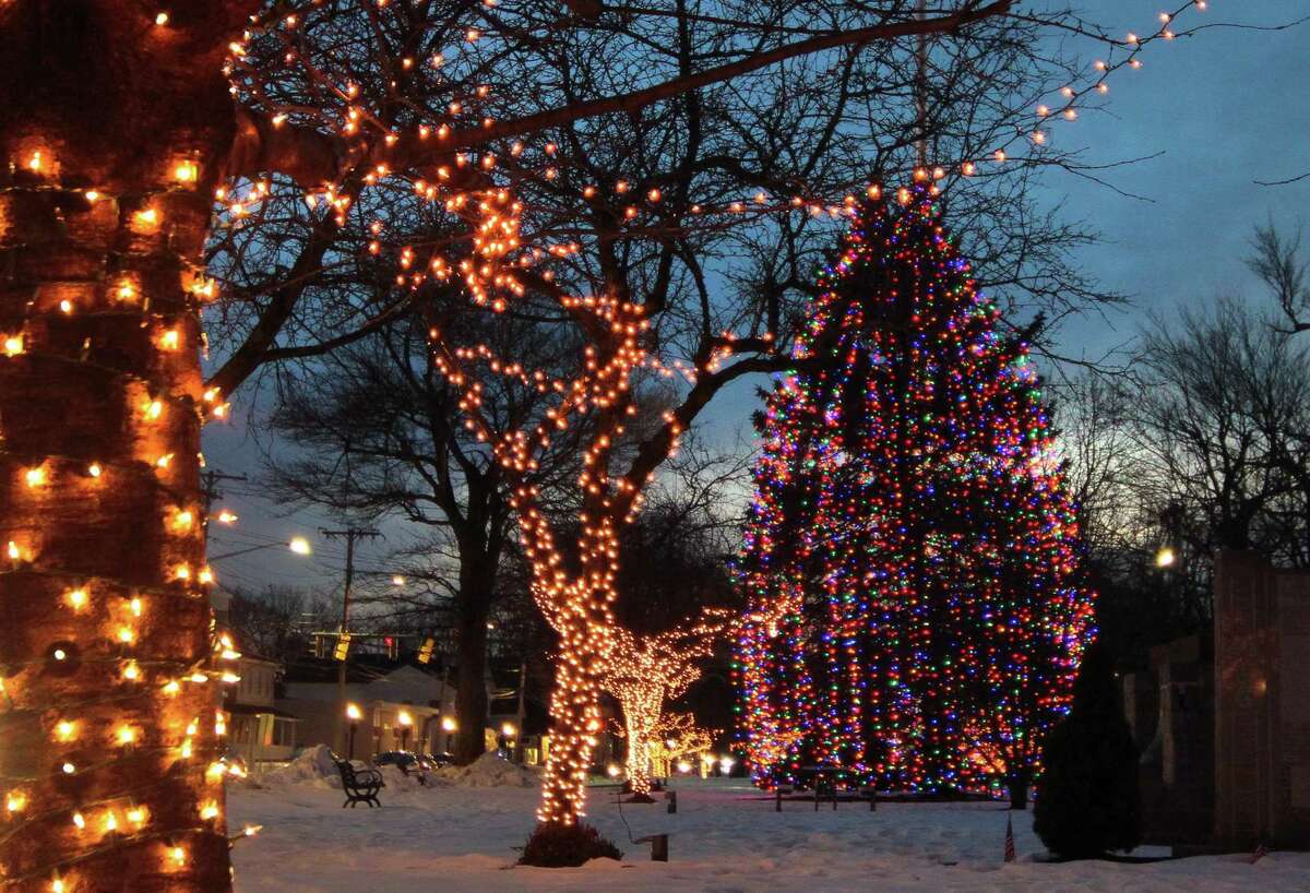 In photos Festive lights decorate trees on the Milford Green
