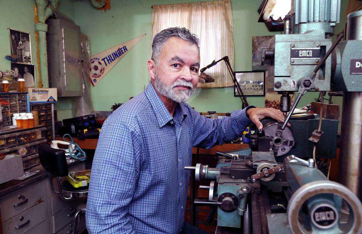Karl Koegel is seen in his father’s workshop in San Antonio on Monday, Dec. 21, 2020. Ewald Koegel was among a group of scientists and engineers at Brooks AFB who made important contributions to America’s manned spacecraft program. Ewalt Koegel died in Heidelberg, Germany, in November 2020.