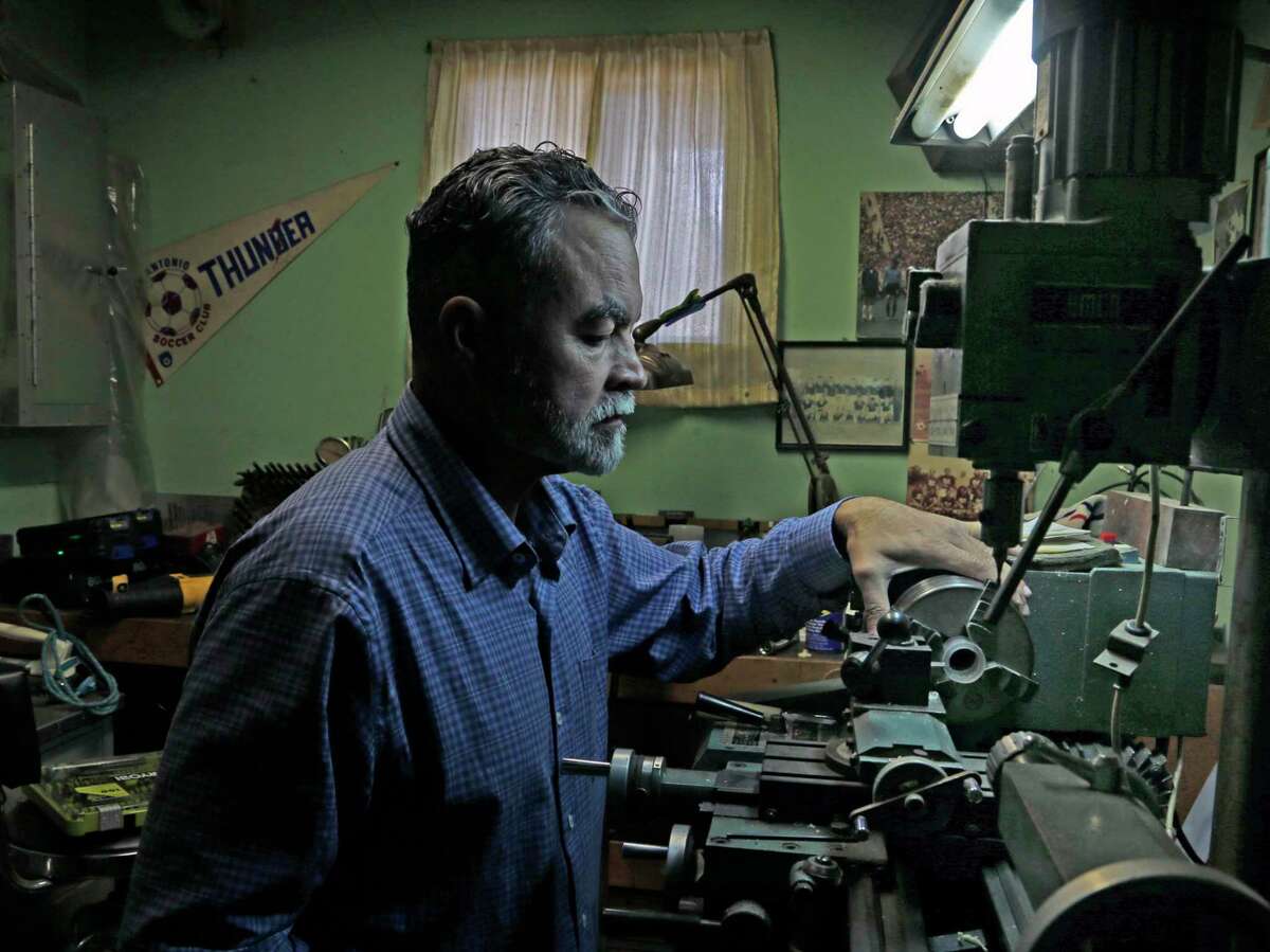Karl Koegel is seen in his father’s workshop in San Antonio on Dec. 21, 2020. Ewald Koegel left Germany in the late 1950s and wound up in the Air Force, initially stationed at Randolph AFB in San Antonio. He would later work on the space medicine program.