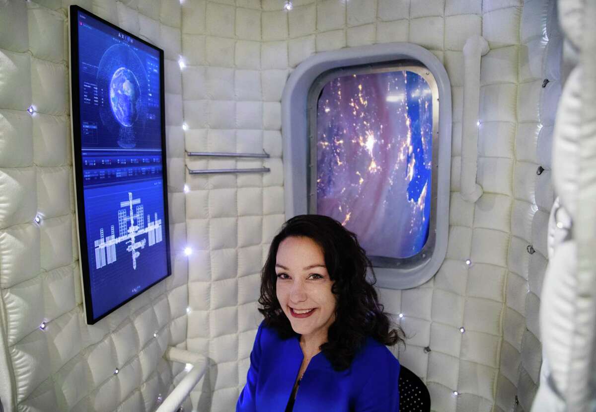 SpaceFund managing partner Meagan Crawford poses for a portrait inside Axiom Space’s crew quarters module mockup, Wednesday, Dec. 9, 2020, in the Clear Lake area. SpaceFund is a venture capital firm investing in startups.