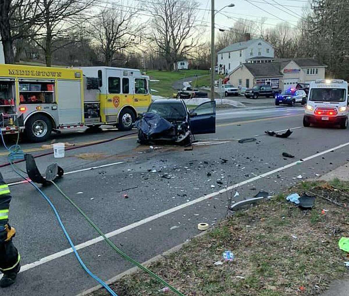 Officials 1 person trapped after crash, rollover on Route 66