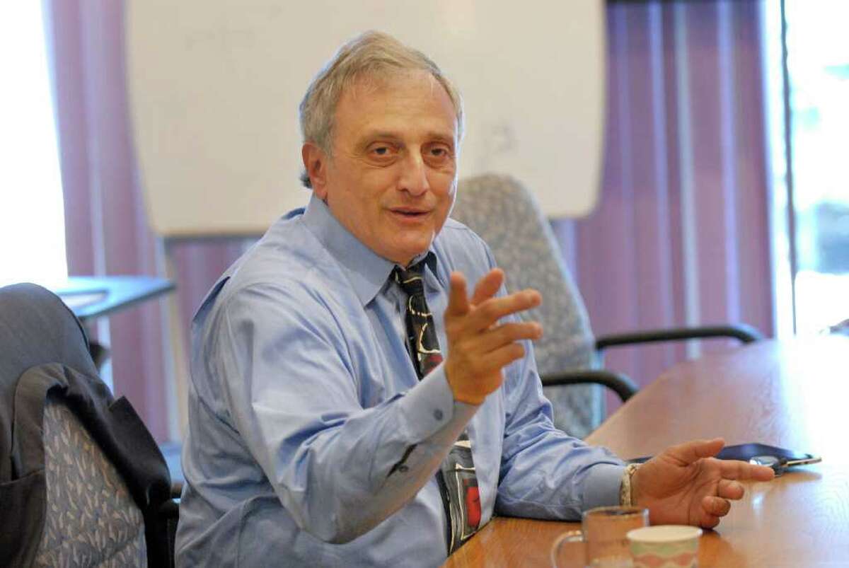 Gubernatorial hopeful Carl Paladino answers questions during a Times Union editorial board meeting, Thursday August 19, 2010. (Will Waldron / Times Union)