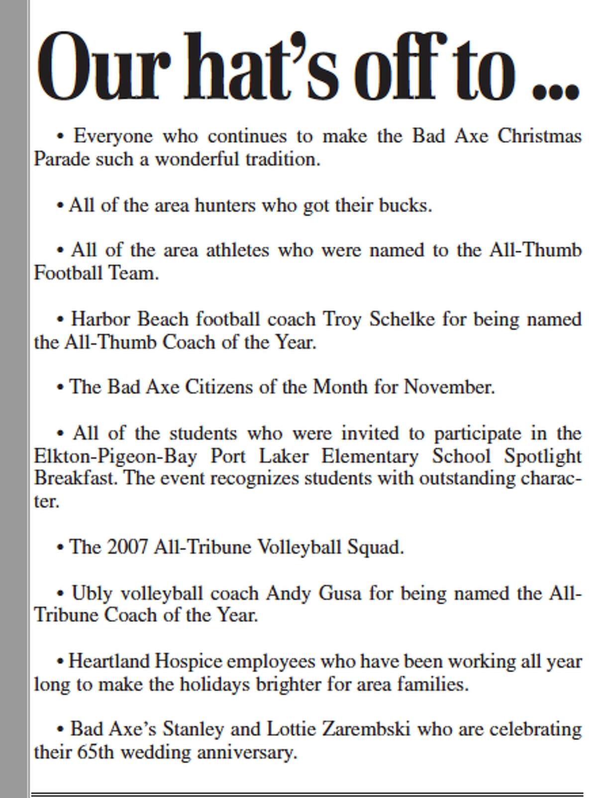 For this week's Tribune Throwback we take a look in the archives from December 2007.
