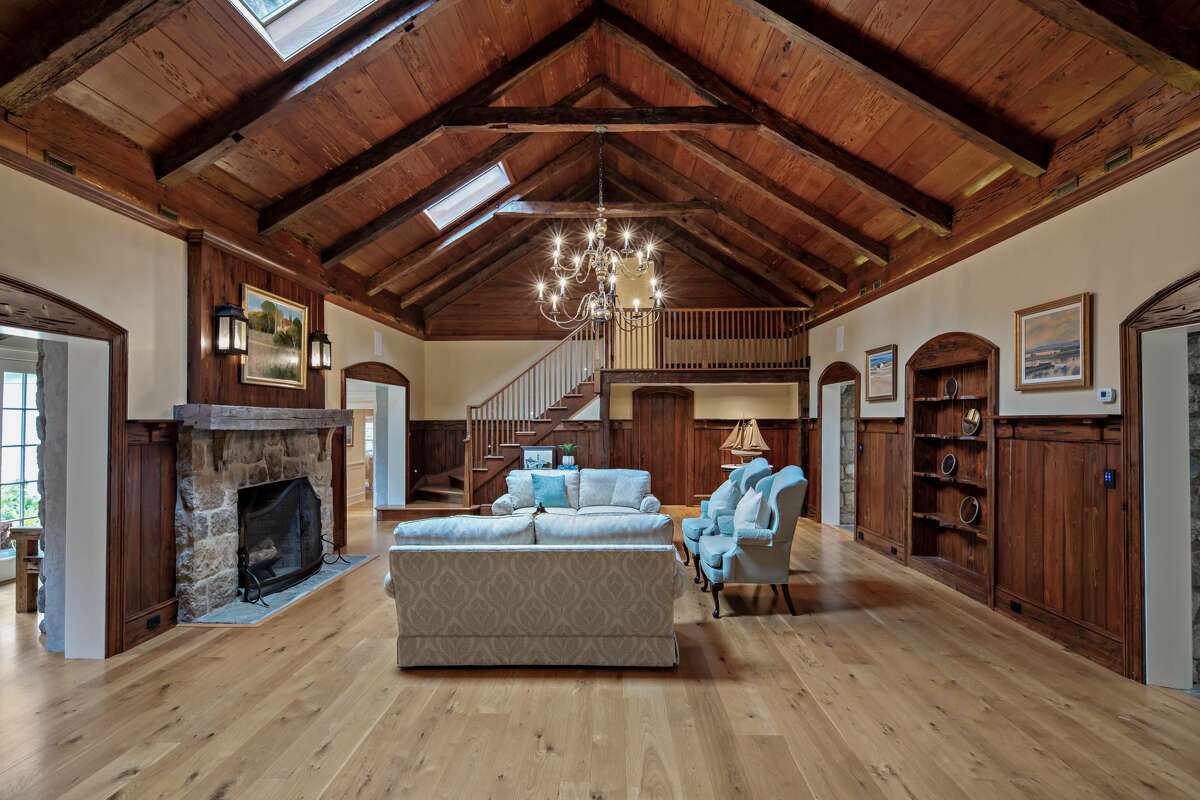Former hunting large, now a great room in the main house at 232 Newtown Turnpike, Weston.