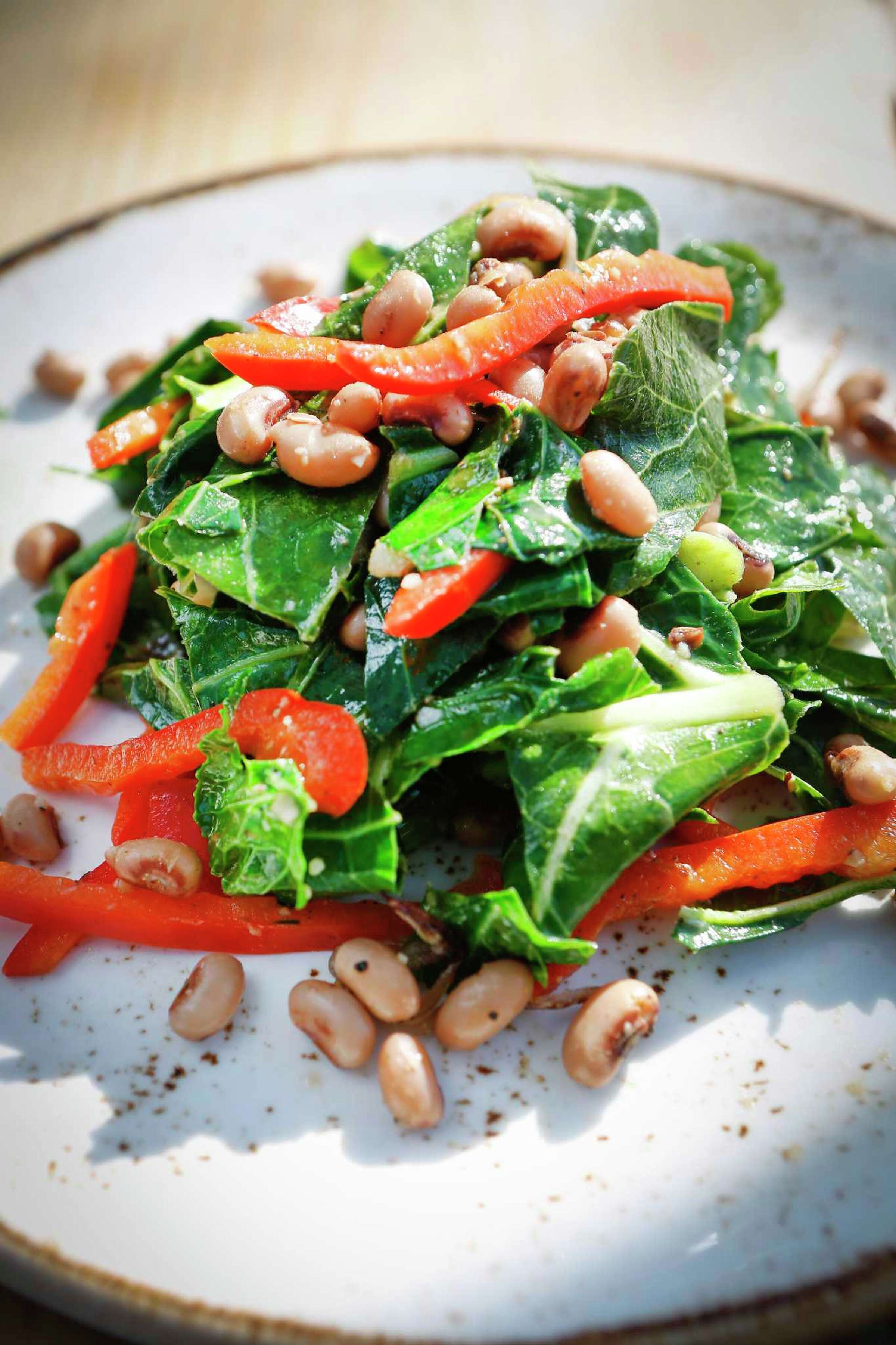 Recipe: Sautéed Collards with Red Peppers and Black Eyed Peas