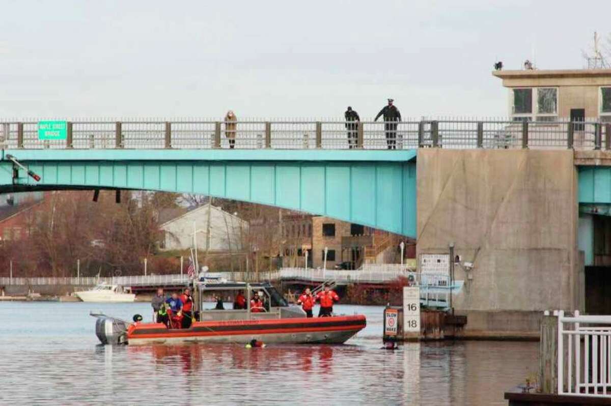 First responders from a list of departments such as the Manistee County Sheriff's Office as well as a dive team and the U.S. Coast Guard could be seen along the Manistee River channel and downtown Manistee searching for the occupants of a vehicle that was reported to have gone into the river on Nov. 12. (File photo)