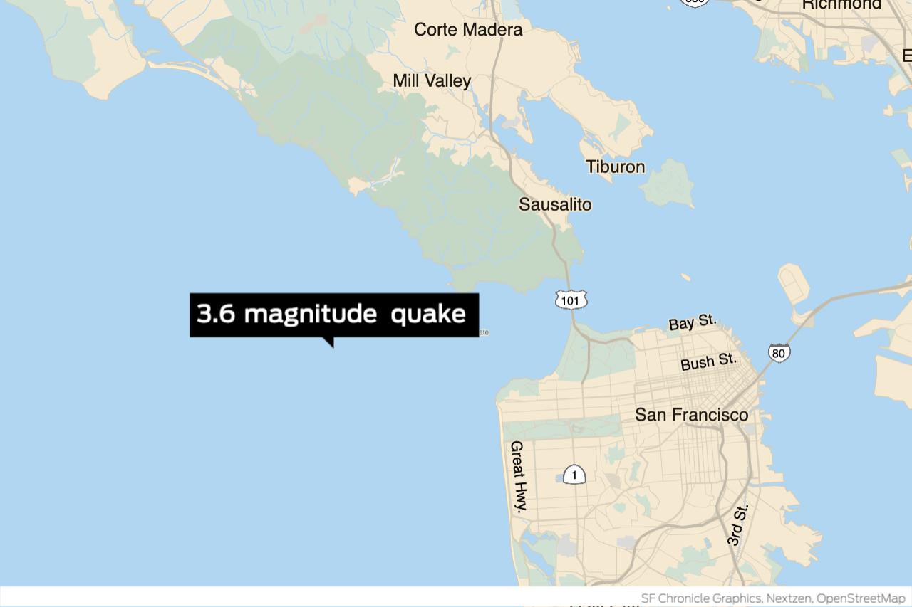 A magnitude 3.6 earthquake struck south of Muir Beach