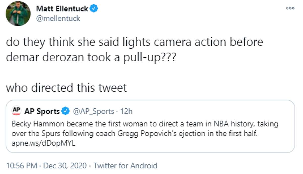@mellentuck: do they think she said lights camera action before demar derozan took a pull-up??? who directed this tweet