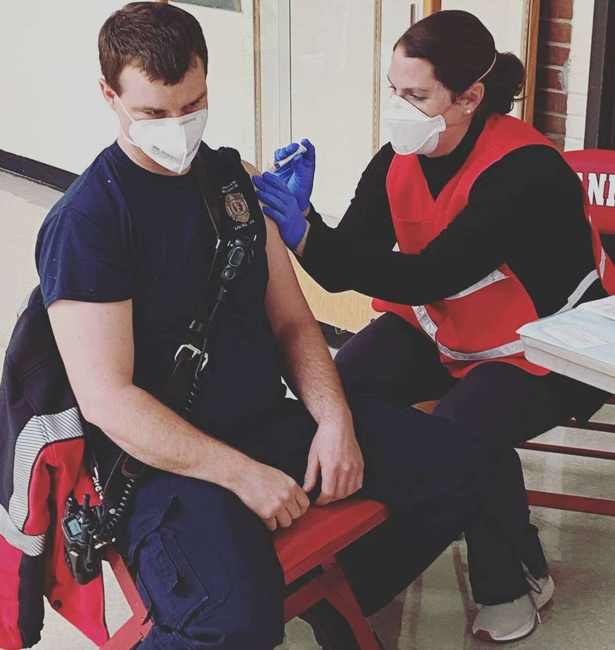 Members of the East Haven Fire Department received their first doses of Moderna's COVID-19 vaccine Wednesday morning, Dec. 30, 2020.