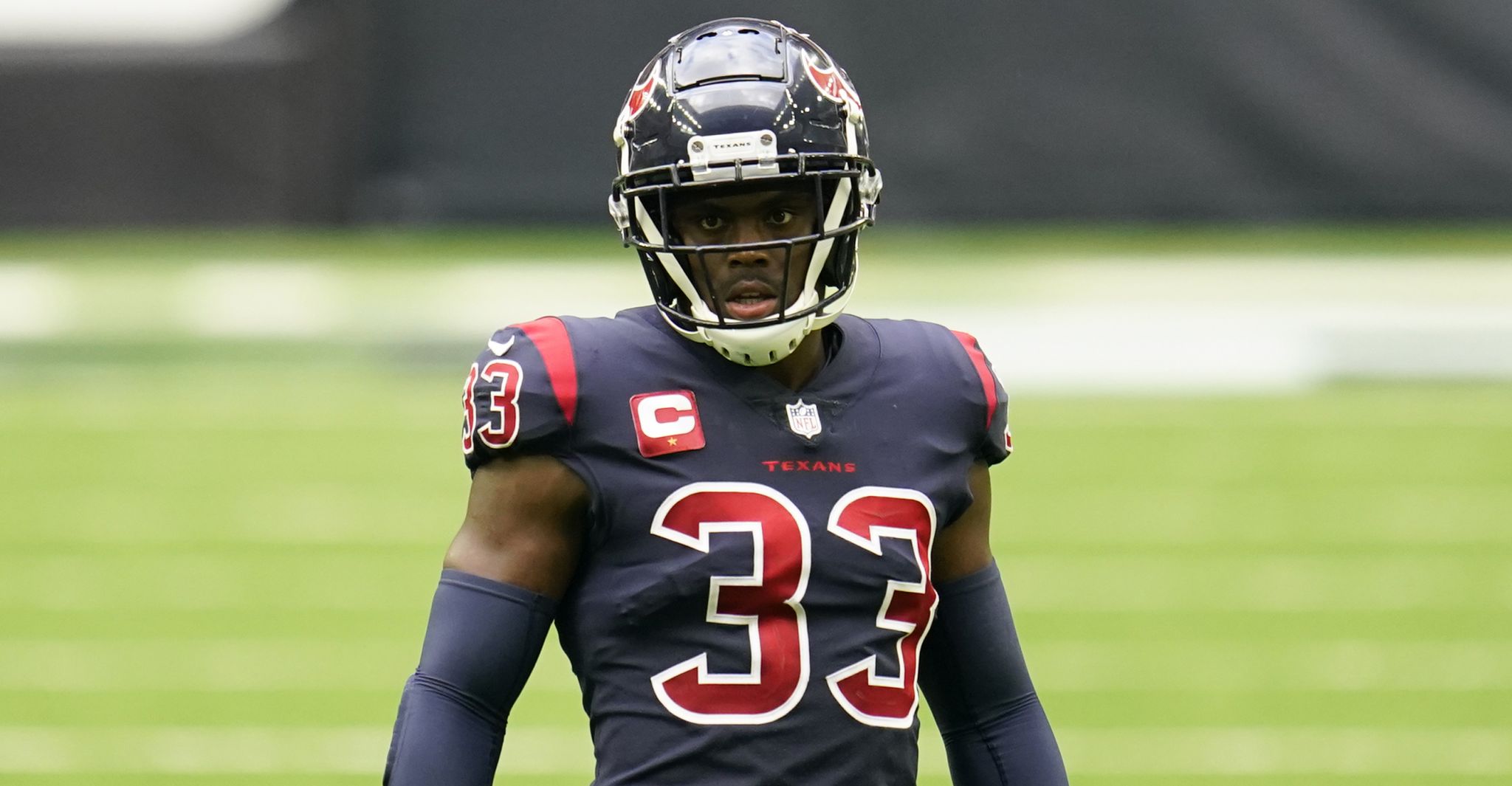 Houston Texans safety A.J. Moore Jr. (33) heads onto the field