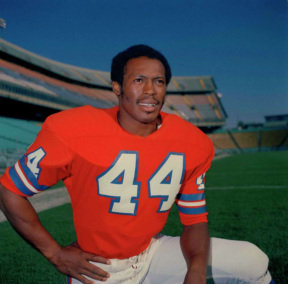 Floyd Little, running back for the Denver Broncos, 1972. Location unknown. (AP Photo)