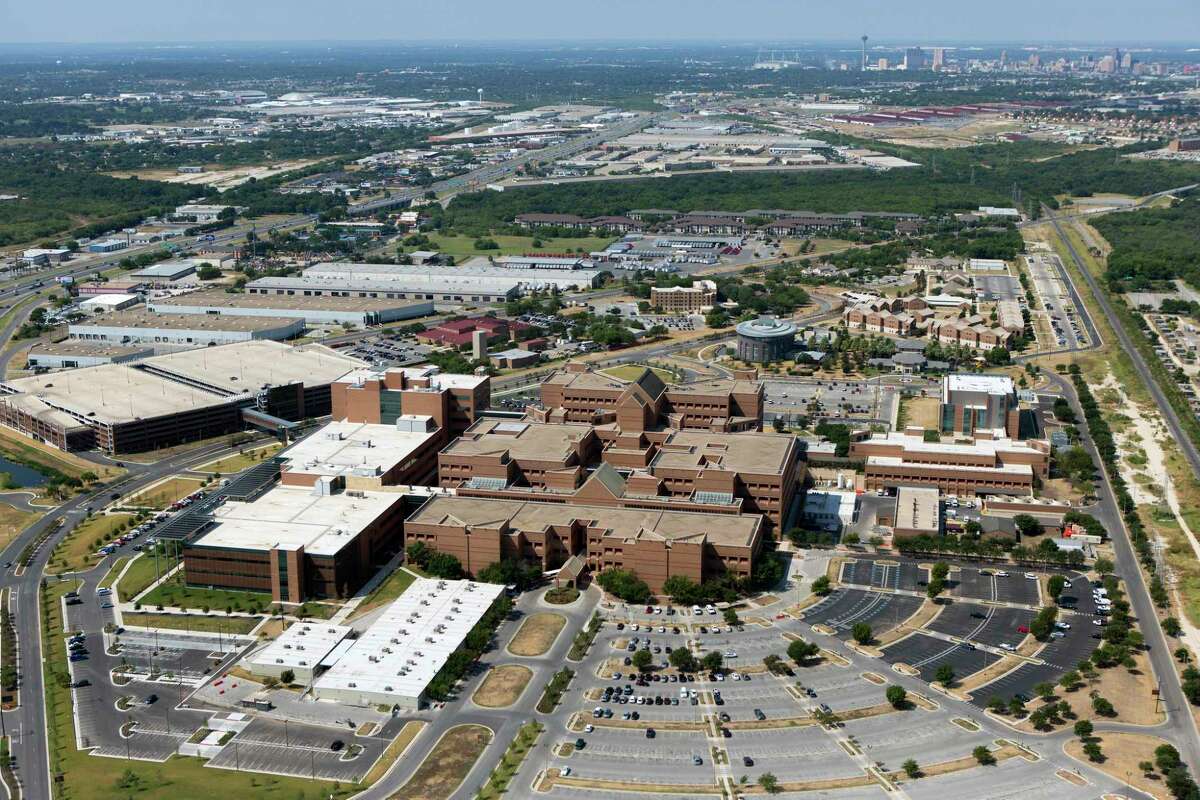 The San Antonio Military Medical Center, SAMMC, is seen in an Aug. 24, 2013 aerial photo with downtown San Antonio seen on the horizon. SAMMC, formerly called the Brooke Army Medical Center, BAMC, is located on Fort Sam Houston and is the largest inpatient medical facility in the Department of Defense, according to the center's official website.