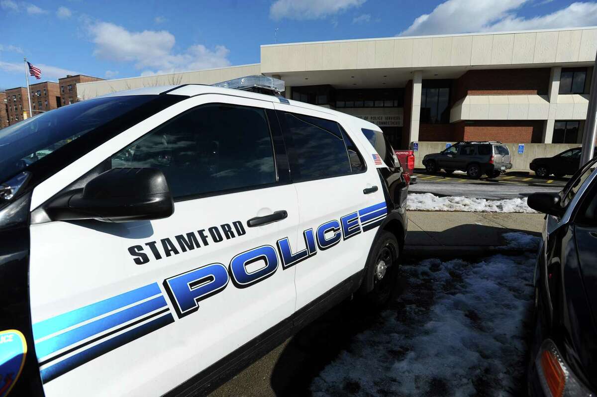 Stamford police cars in Stamford, Conn. on Monday, Feb. 13, 2017.