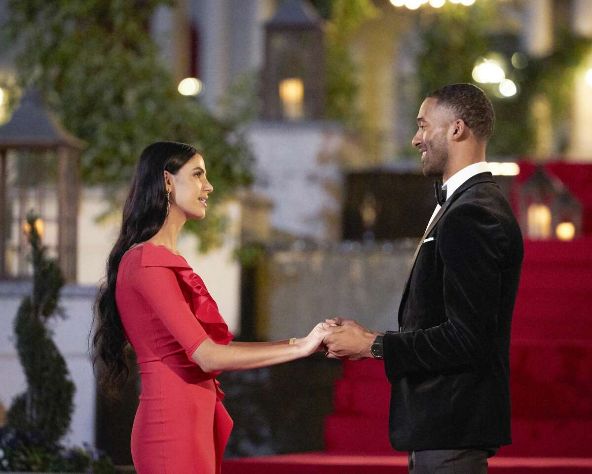 Matt James meets contestant Corrinne Jones of Connecticut during the filming of "The Bachelor." ABC's newest season of "The Bachelor" premiered Jan. 4 at 8 p.m. and features the show's first-ever Black bachelor. According to his bio on ABC, Matt James, 28, is a real estate broker, entrepreneur and "community organization founder" from North Carolina.  
