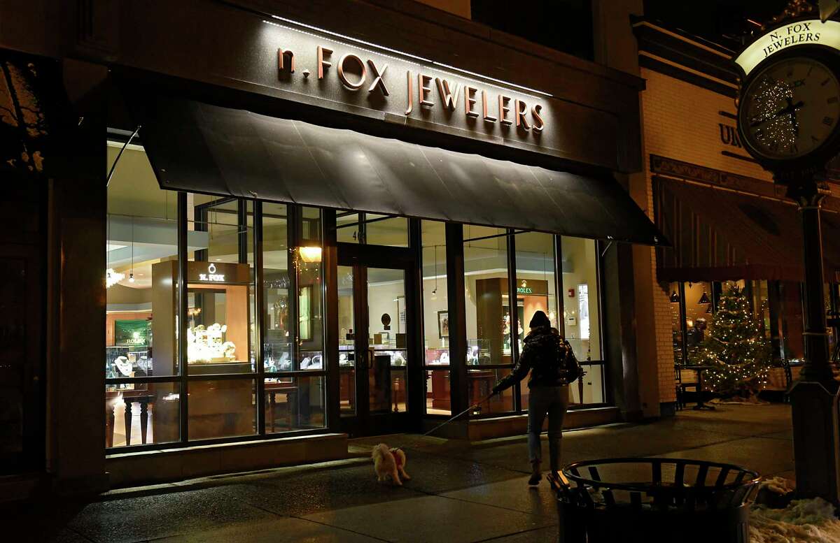 Exterior of N. Fox Jewelers on Broadway on Monday, Jan. 4, 2021 in Saratoga Springs, N.Y. The first New York case of the U.K. coronavirus strain was detected in a man who is connected to the jewelry store. (Lori Van Buren/Times Union)
