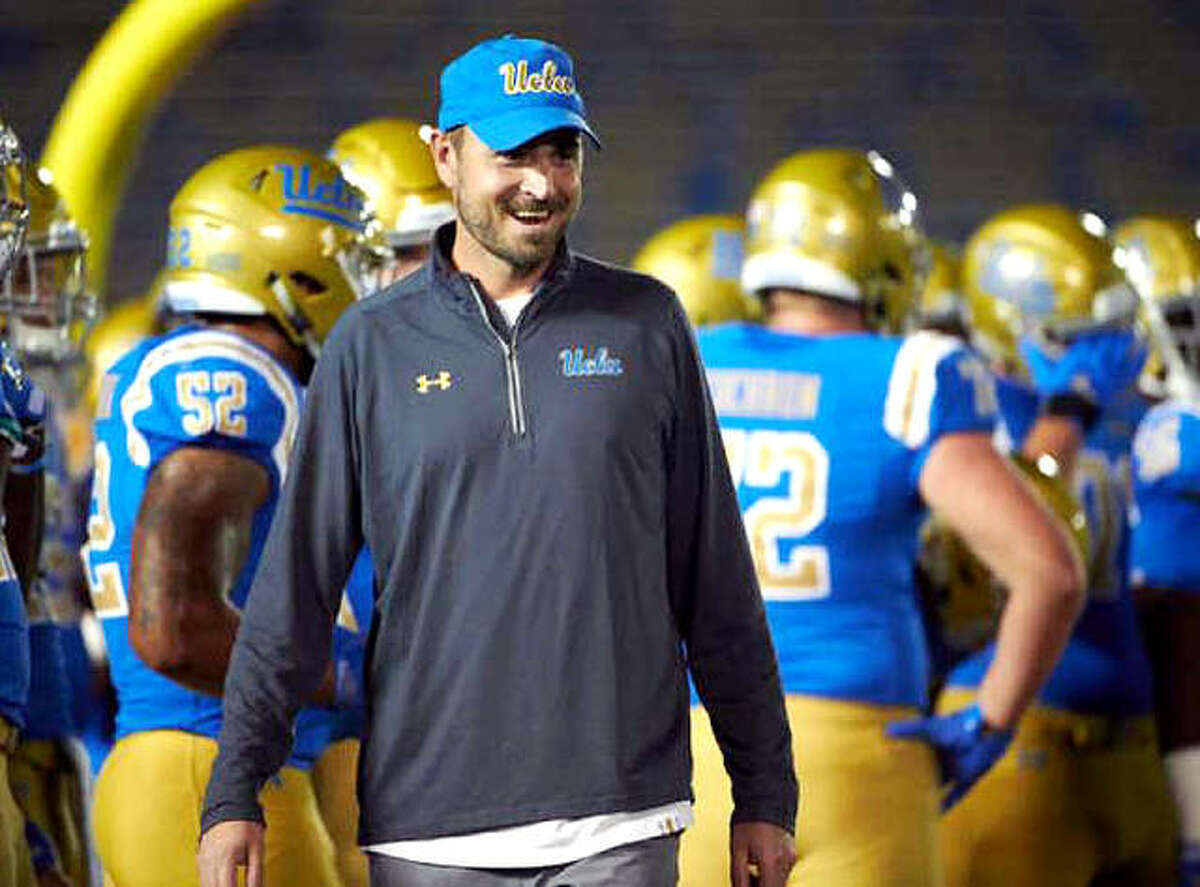 Edwardsville High grad Jimmie Dougherty accepted the passing game coordinator and quarterbacks coaching positions at the University of Arizona Monday. Dougherty is shown on the UCLA sidelines, where he spent the last four seasons as the Bruins’ passing game coordinator and wide receivers coach.