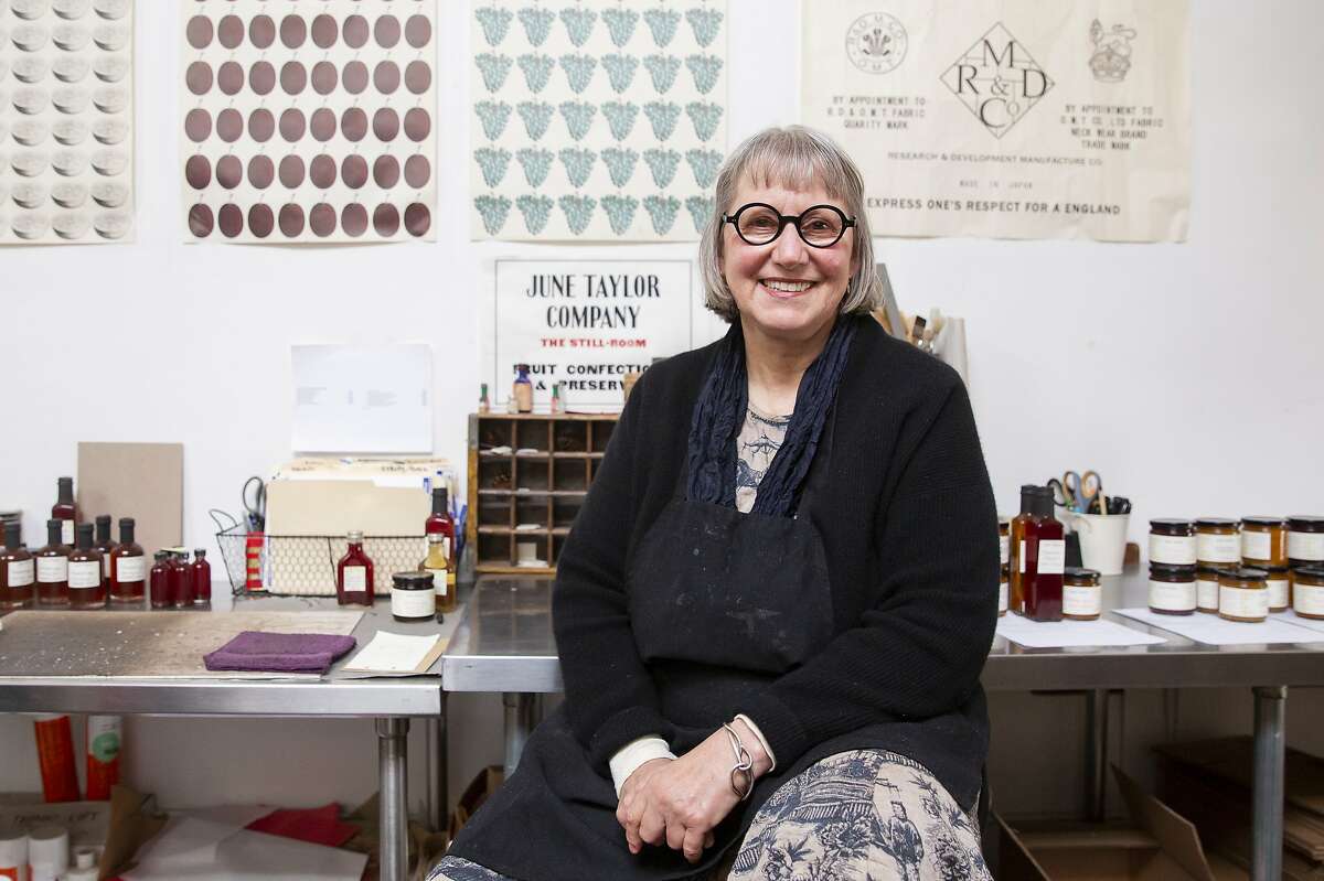 June Taylor sits for a portrait a worktable at her kitchen in Berkeley, Calif. on Monday, January 4, 2021. After 17 years in her current space and over 30 years of preserving, June Taylor is going to be closing down her business and kitchen.