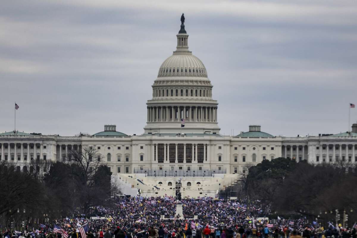 Supporters of President Donald Trump surround the U.S. Capitol following a rally on January 6, 2021 in Washington, DC. Trump supporters gathered in the nation's capital today to protest the ratification of President-elect Joe Biden's Electoral College victory over President Trump in the 2020 election.