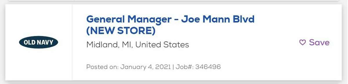 The Jan. 4 job posting for a general manager at the new Midland location. (Screenshot/Old Navy)