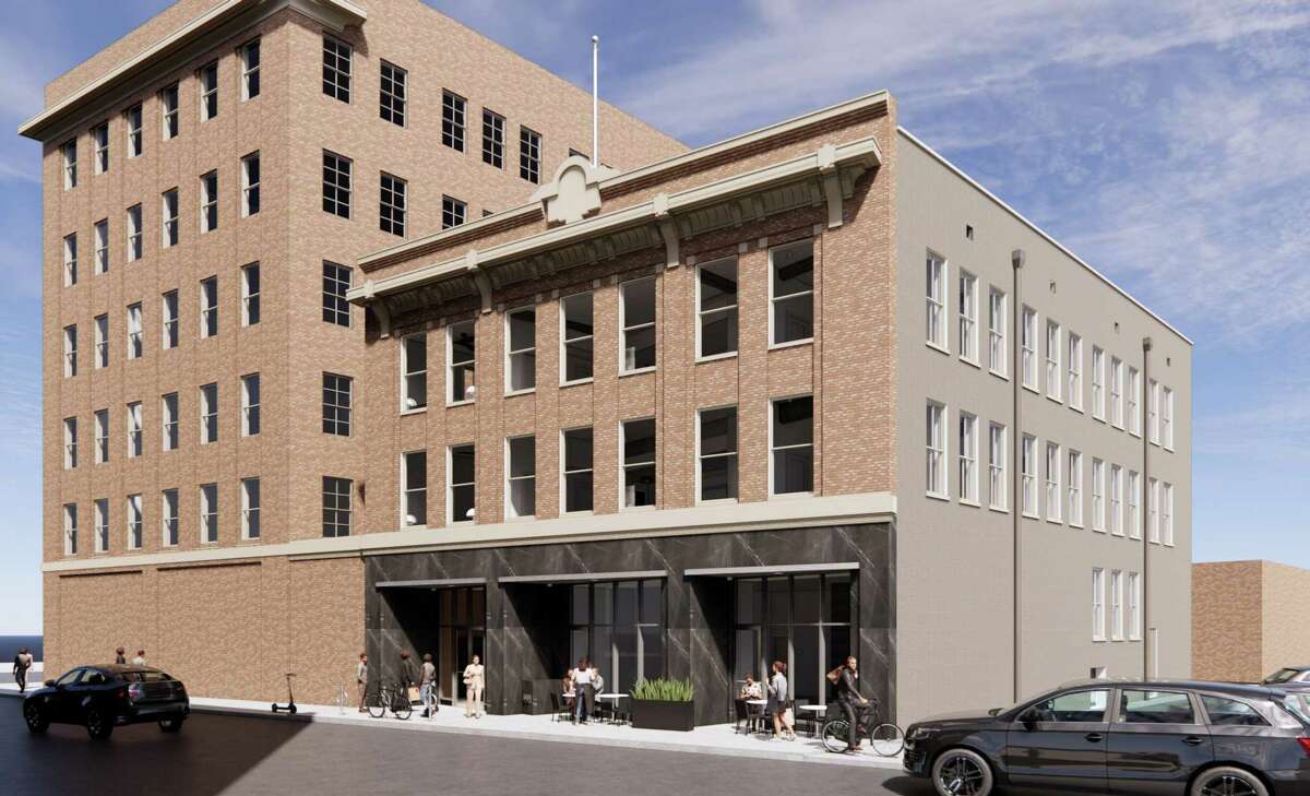 A rendering of 505 E. Travis St., which is being renovated to include short-term rental units and retail space.