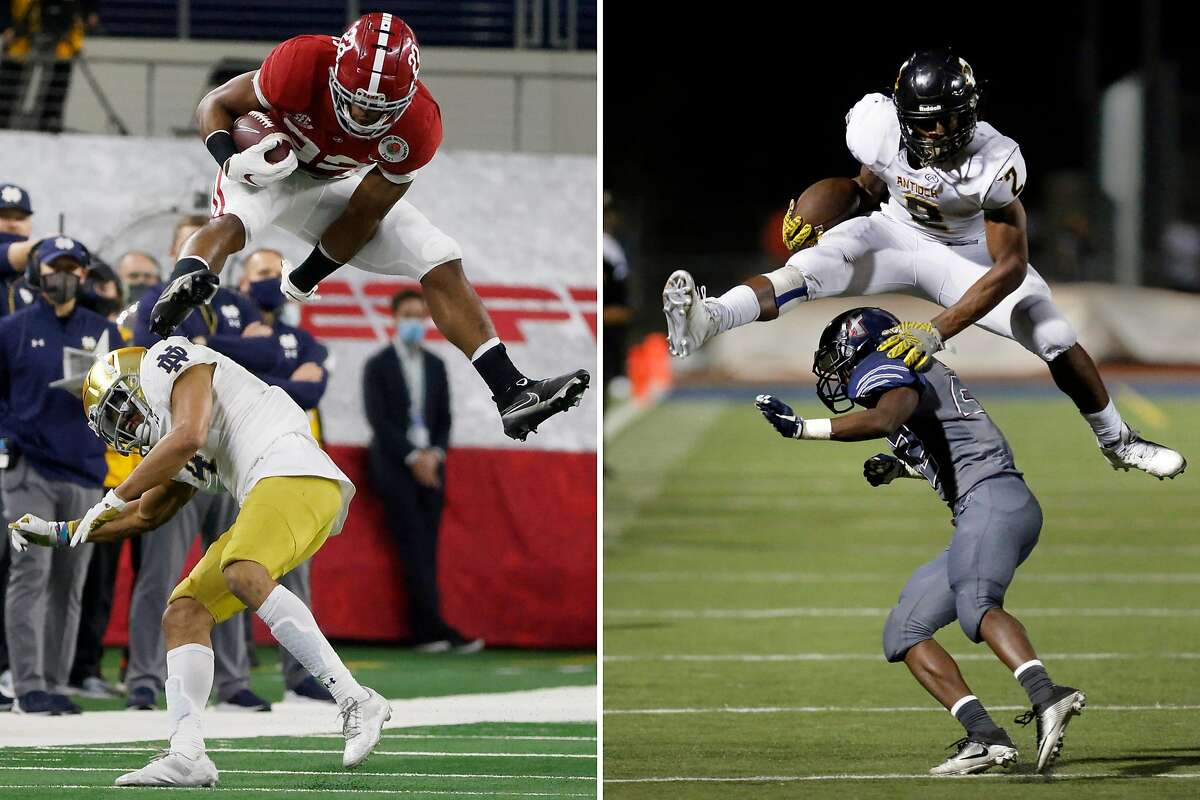 Najee Harris hurdles over Notre Dame defender in Rose Bowl after