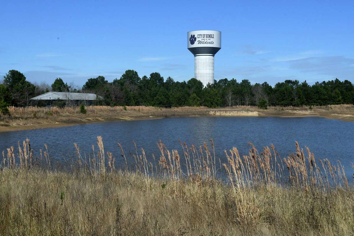 The City of Humble plans to focus on infrastructure this year according to City Manager Jason Stuebe. Pictured: The City of Humble's new water tower, which has a capacity of a million gallons, was set in place on Jan. 11, 2019.