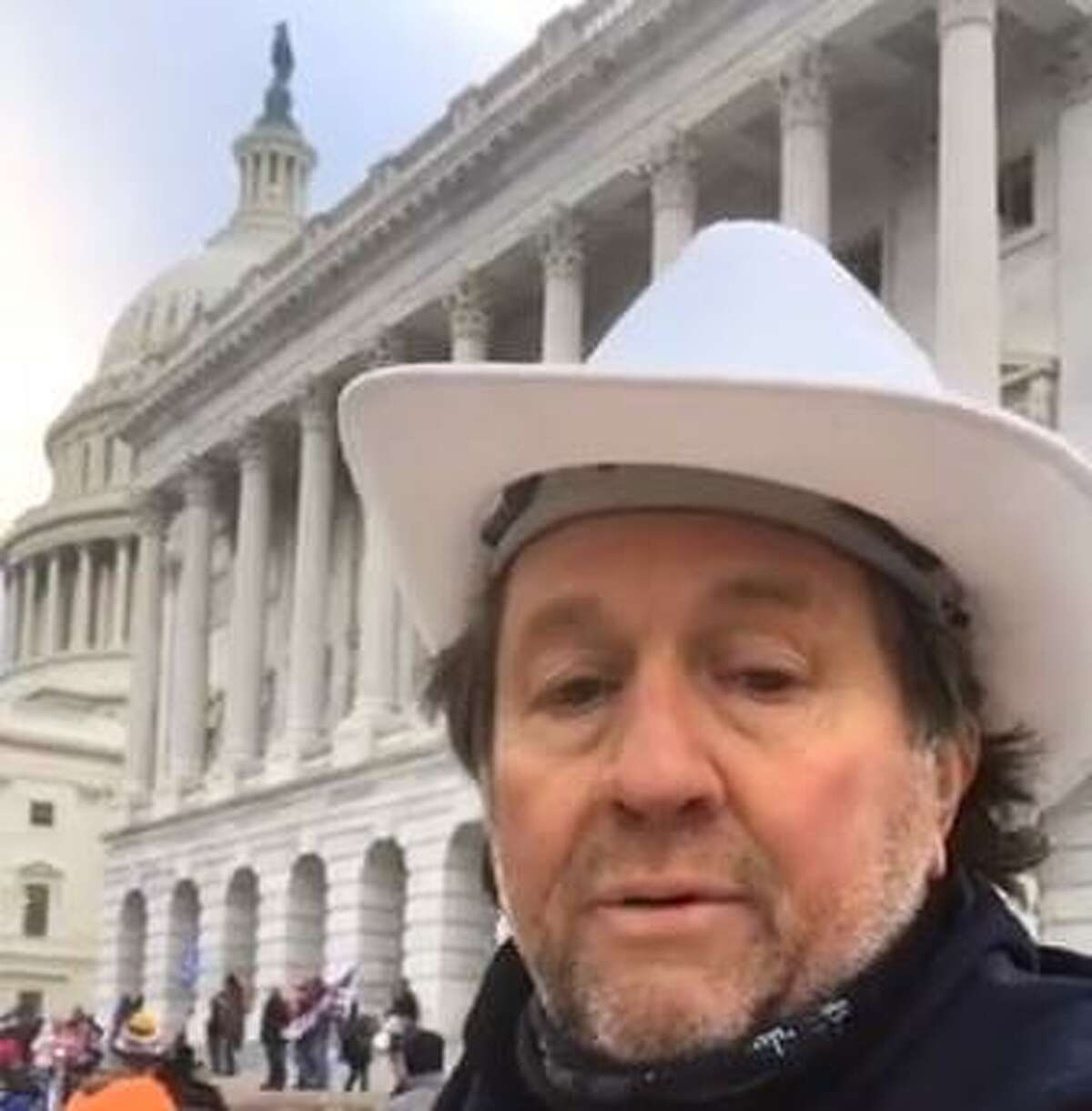 Connecticut Resident Joe Visconti outside the U.S. Capitol Wednesday as a pro-Trump mob entered the building.