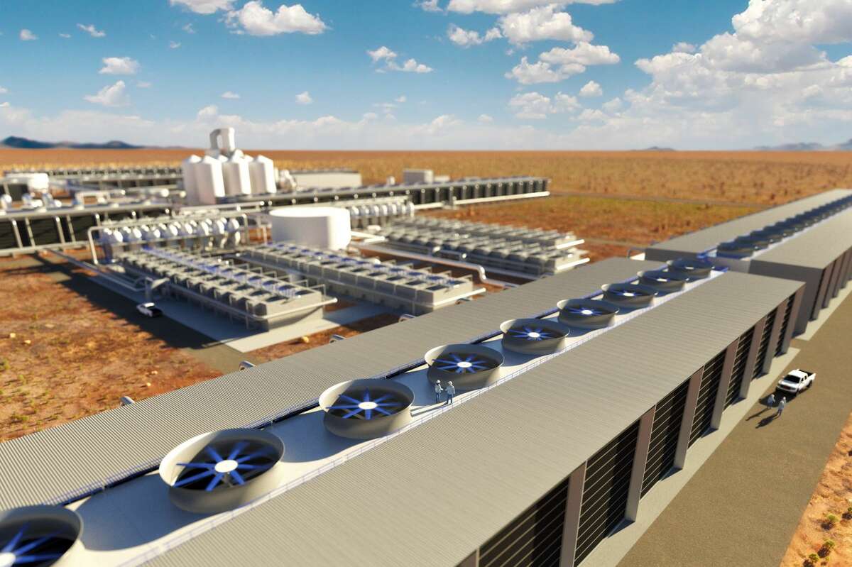 A rendering of the proposed direct air capture plant Occidental Petroleum wants to build in the Permian Basin, to be engineered by Carbon Engineering and 1PointFive. Final rules for the 45Q tax credit for carbon capture projects just released by the IRS could pave the way for new projects in the Permian Basin and elsewhere.