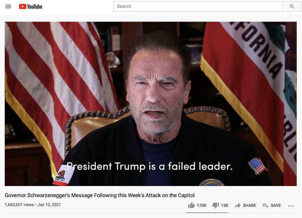 Former California Governnor Arnold Schwarzenneger posted a video to various social media in which he called Trump a �failed leader� and blasted him and his supporters - among the citizenry and in Congress - for the violent breach of the Capitol building on Wednesday, but ended the video with an upbeat assessment that democracy survived its most critical test yet.