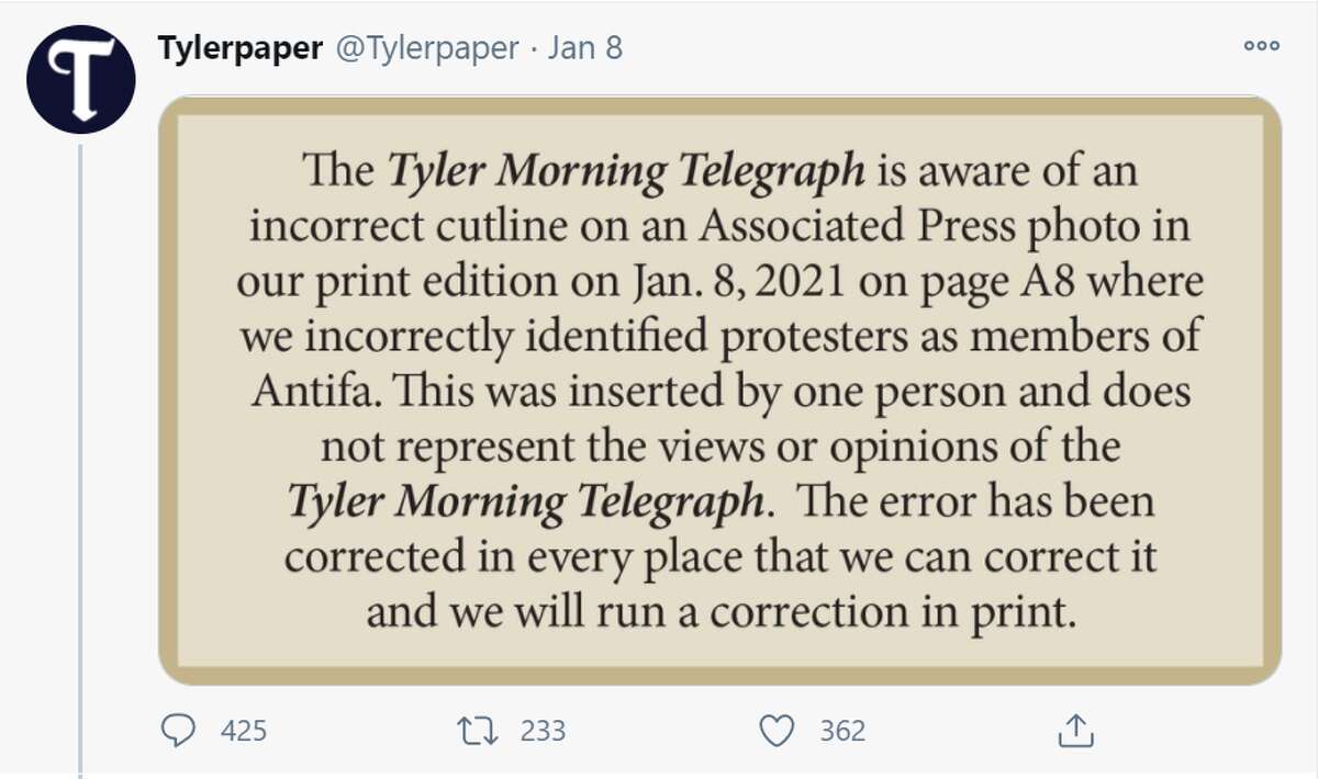 East Texas Newspaper Issues Response For Identifying Capitol Rioters As Antifa