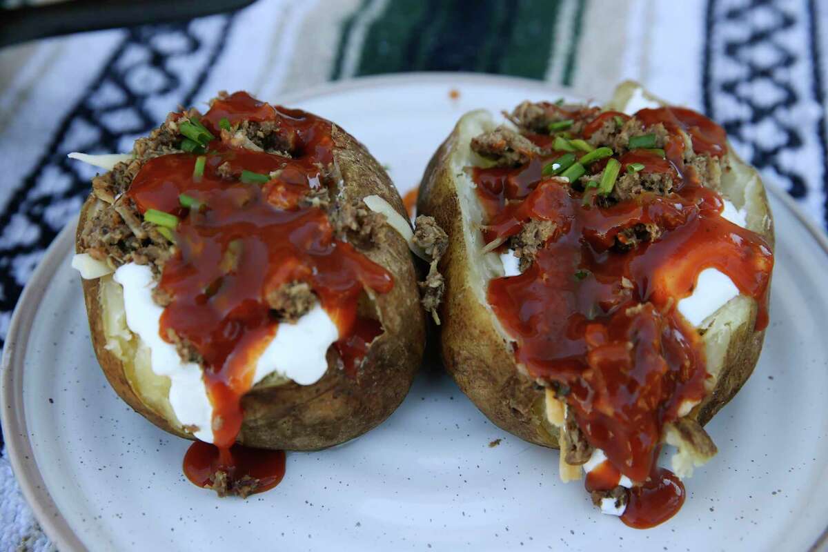 Recipe Chopped Barbecue Topped Loaded Baked Potatoes